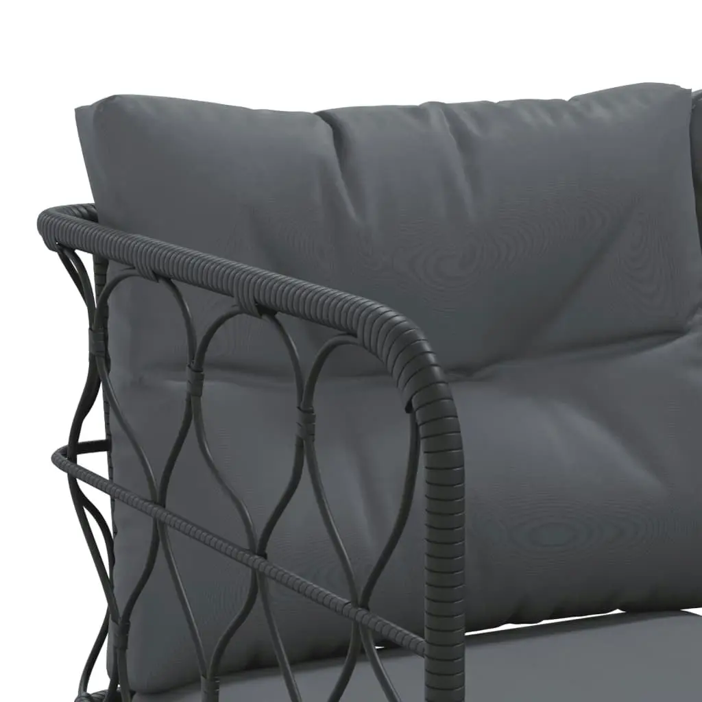 Garden Sofa Set with Cushions Black Steel and Textilene 3283747