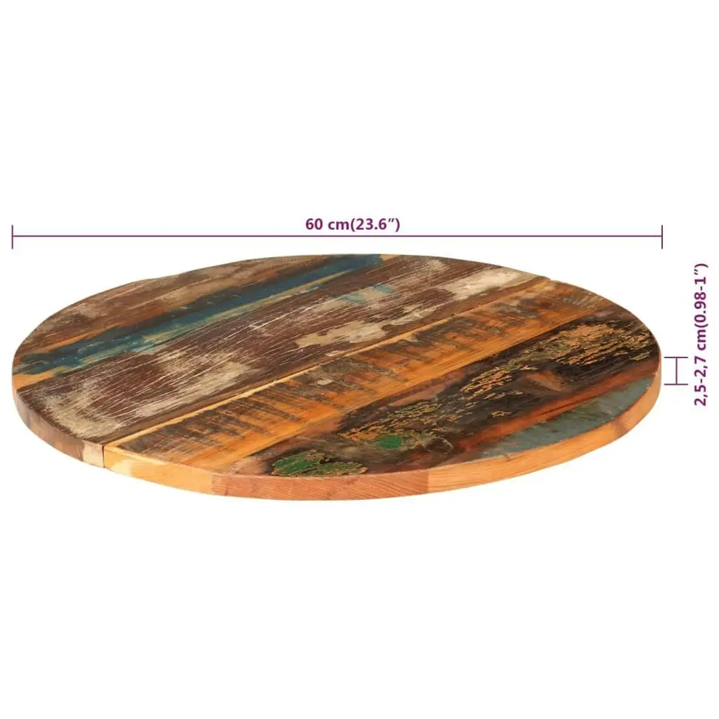 Round Table Top 60 cm 25-27 mm Solid Reclaimed Wood 286038