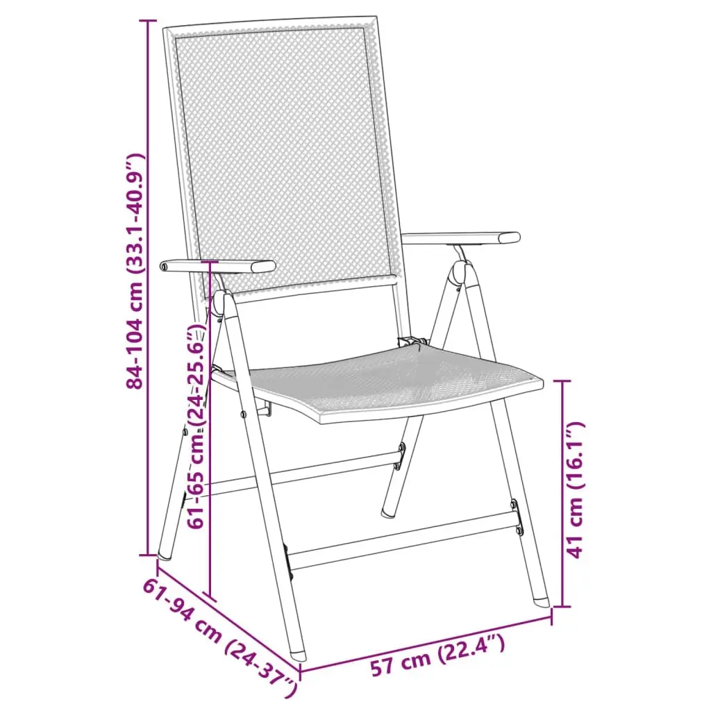 Reclining Garden Chair Set 3 Piece Anthracite Powder-coated Steel 3283760