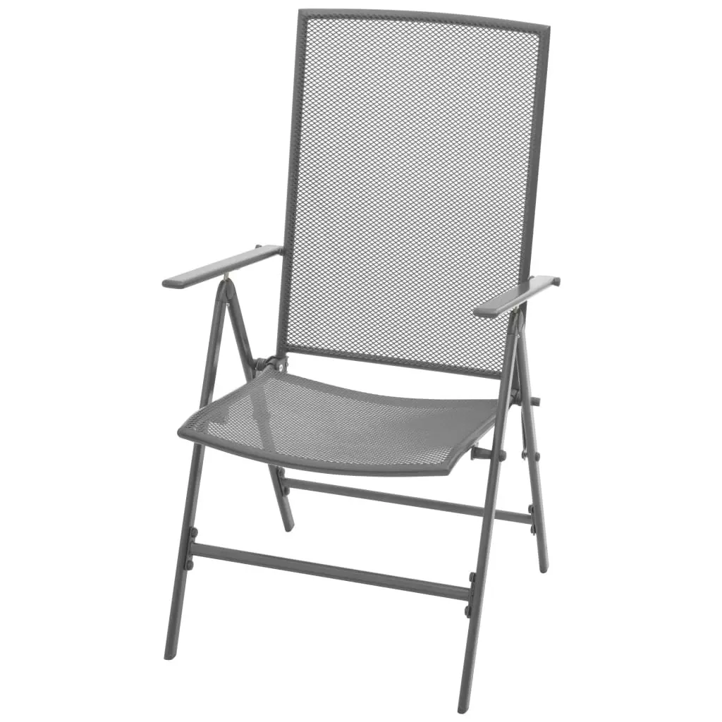 Reclining Garden Chair Set 3 Piece Anthracite Powder-coated Steel 3283760