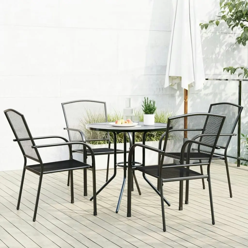 Stackable Garden Chair Set 5 Piece Anthracite Powder-coated Steel 3283757