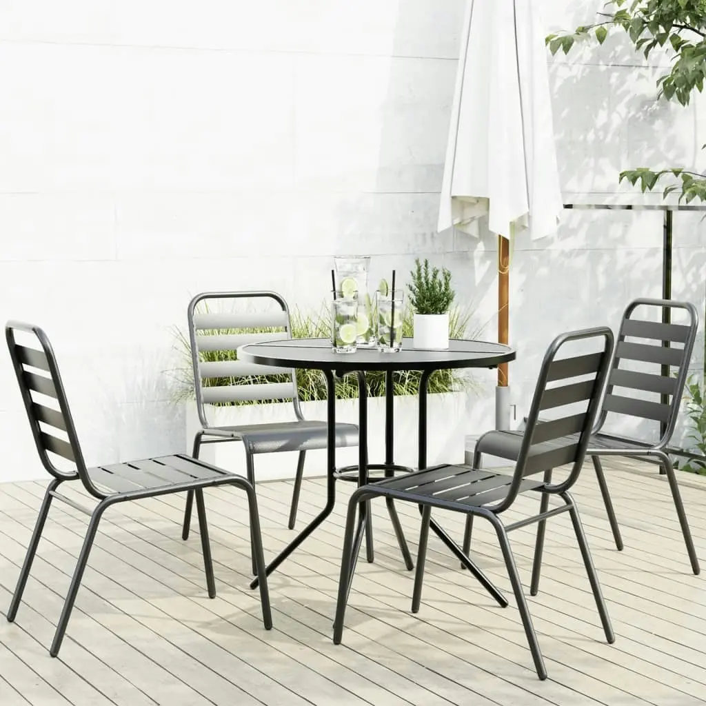 Stackable Garden Chair Set 5 Piece Anthracite Powder-coated Steel 3283765