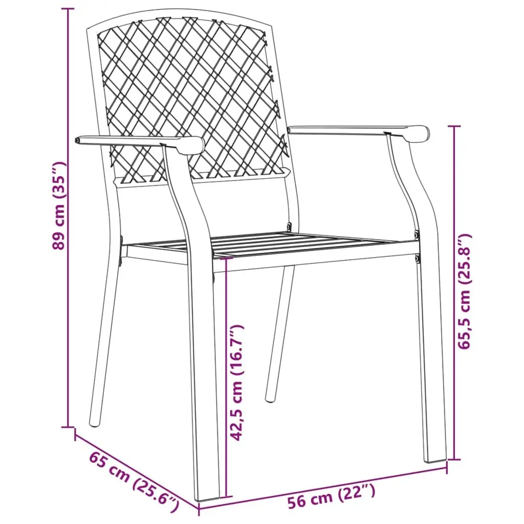 Stackable Garden Chair Set 3 Piece Anthracite Powder-coated Steel 3283768