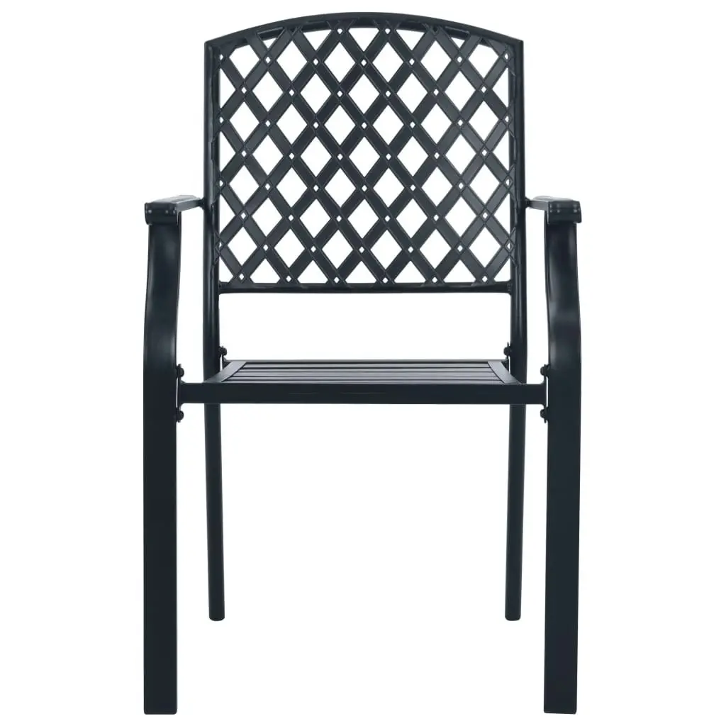 Stackable Garden Chair Set 3 Piece Anthracite Powder-coated Steel 3283768