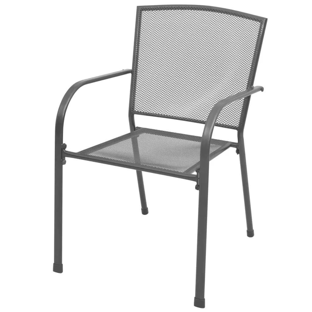 Stackable Garden Chair Set 3 Piece Anthracite Powder-coated Steel 3283756