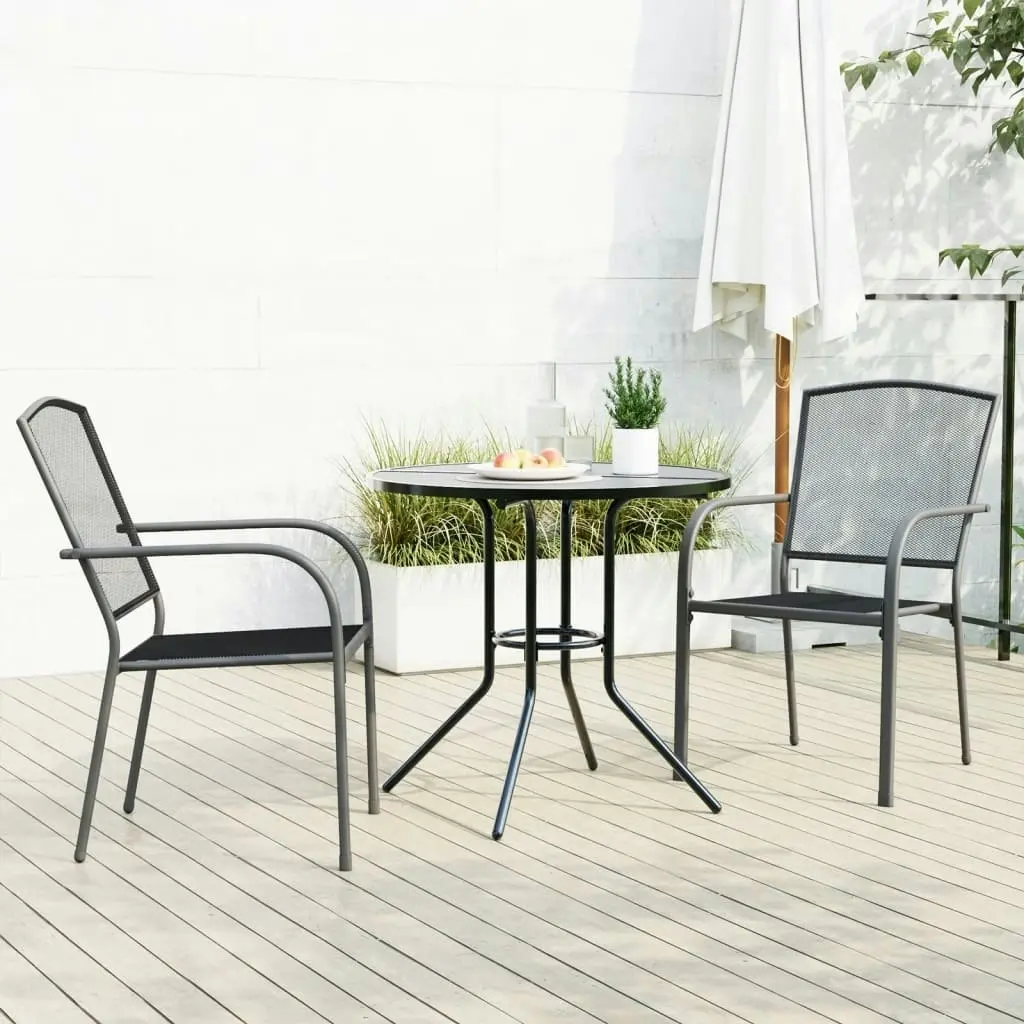 Stackable Garden Chair Set 3 Piece Anthracite Powder-coated Steel 3283756