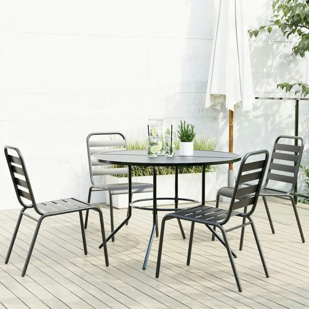 Stackable Garden Chair Set 5 Piece Anthracite Powder-coated Steel 3283766