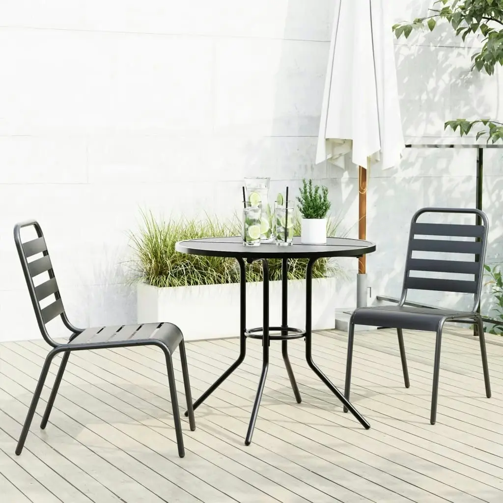 Stackable Garden Chair Set 3 Piece Anthracite Powder-coated Steel 3283764