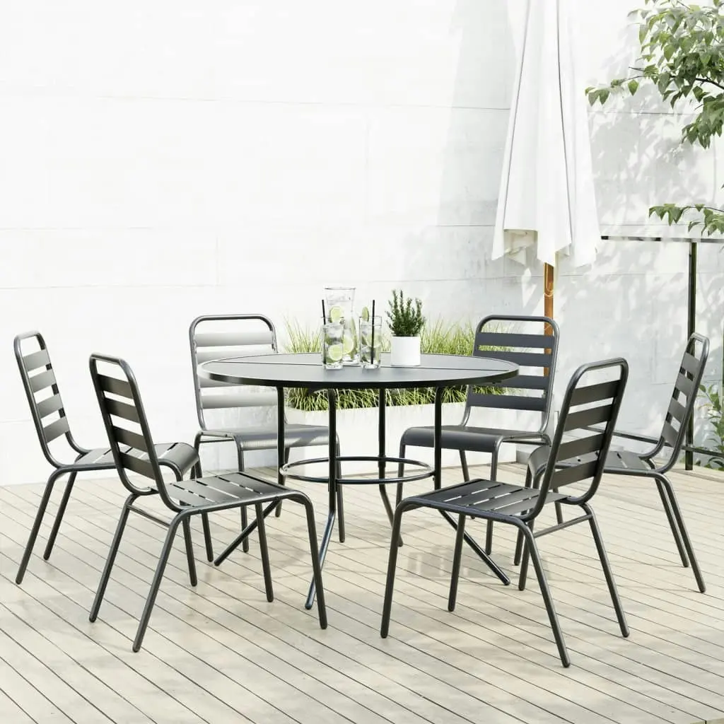 Stackable Garden Chair Set 7 Piece Anthracite Powder-coated Steel 3283767