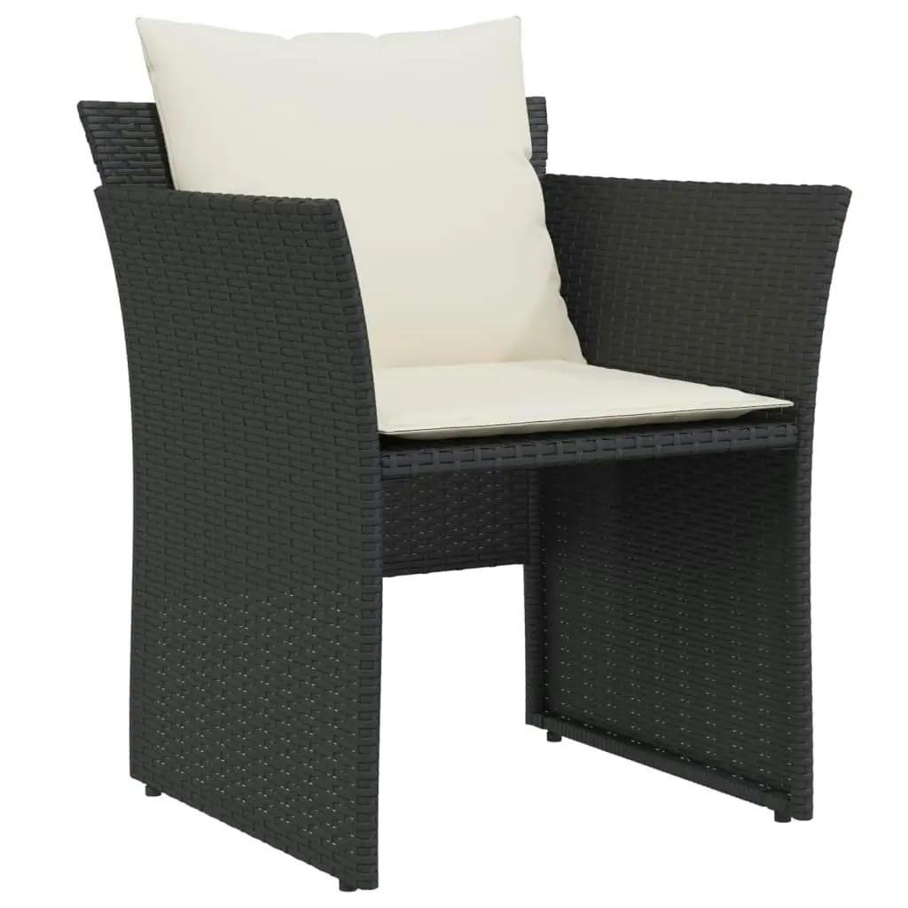 Garden Chair with Footstool Black Poly Rattan 368616