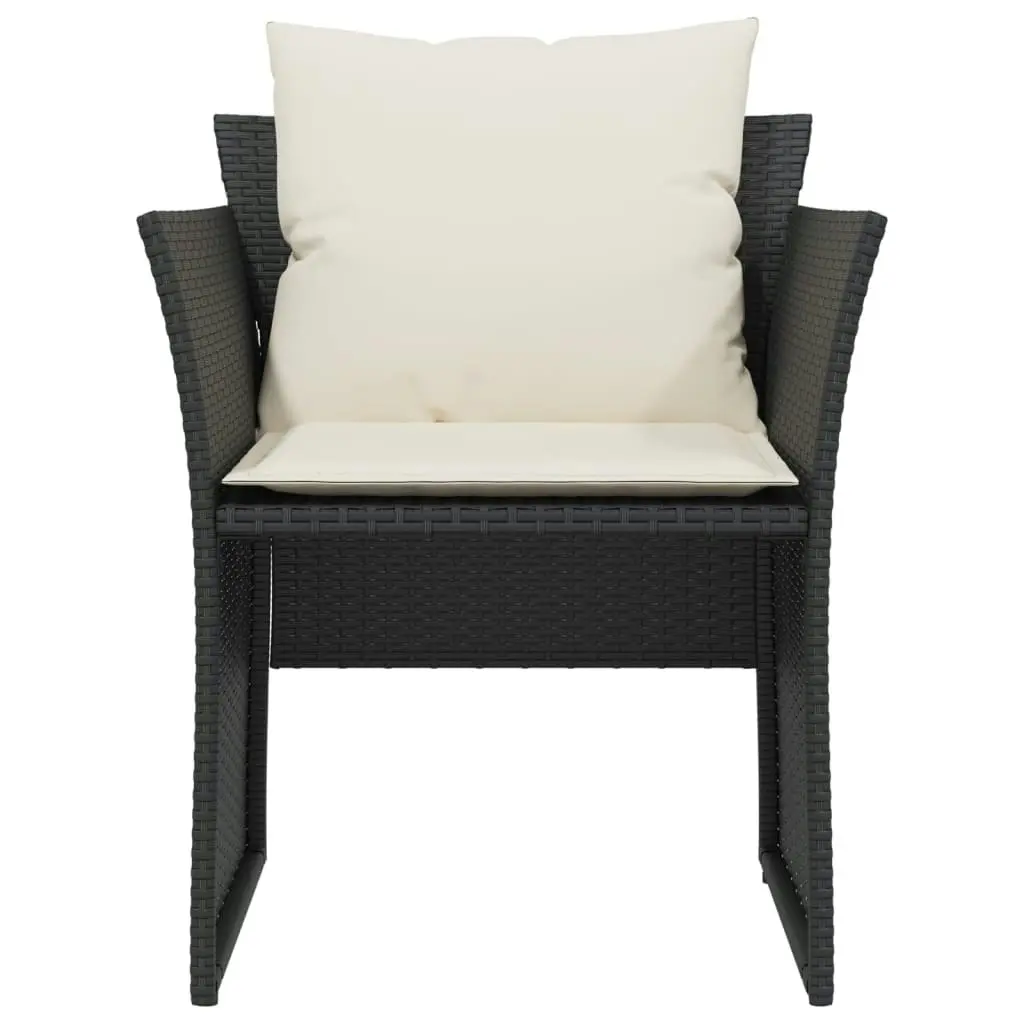 Garden Chair with Footstool Black Poly Rattan 368616