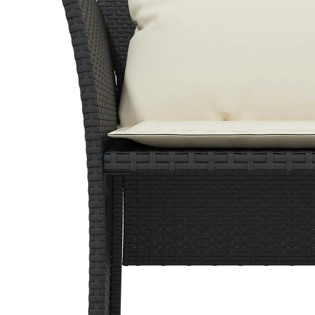 Garden Chair with Footstool Black Poly Rattan 368616