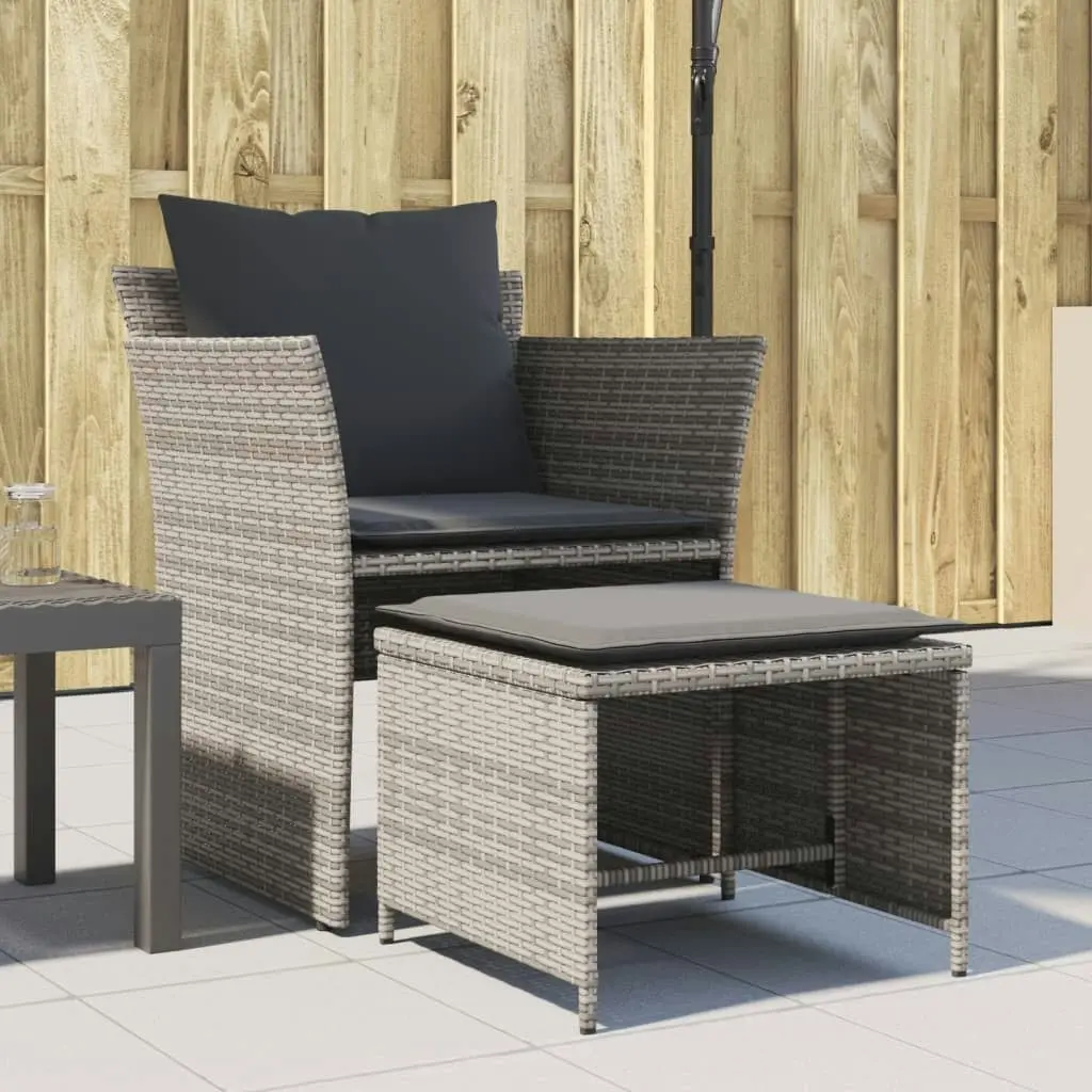 Garden Chair with Footstool Grey Poly Rattan 368618