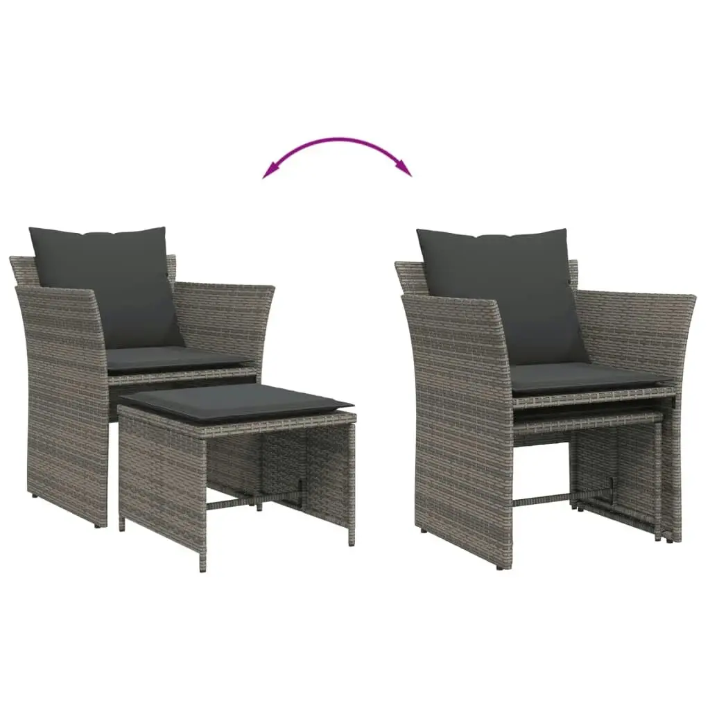 Garden Chair with Footstool Grey Poly Rattan 368618