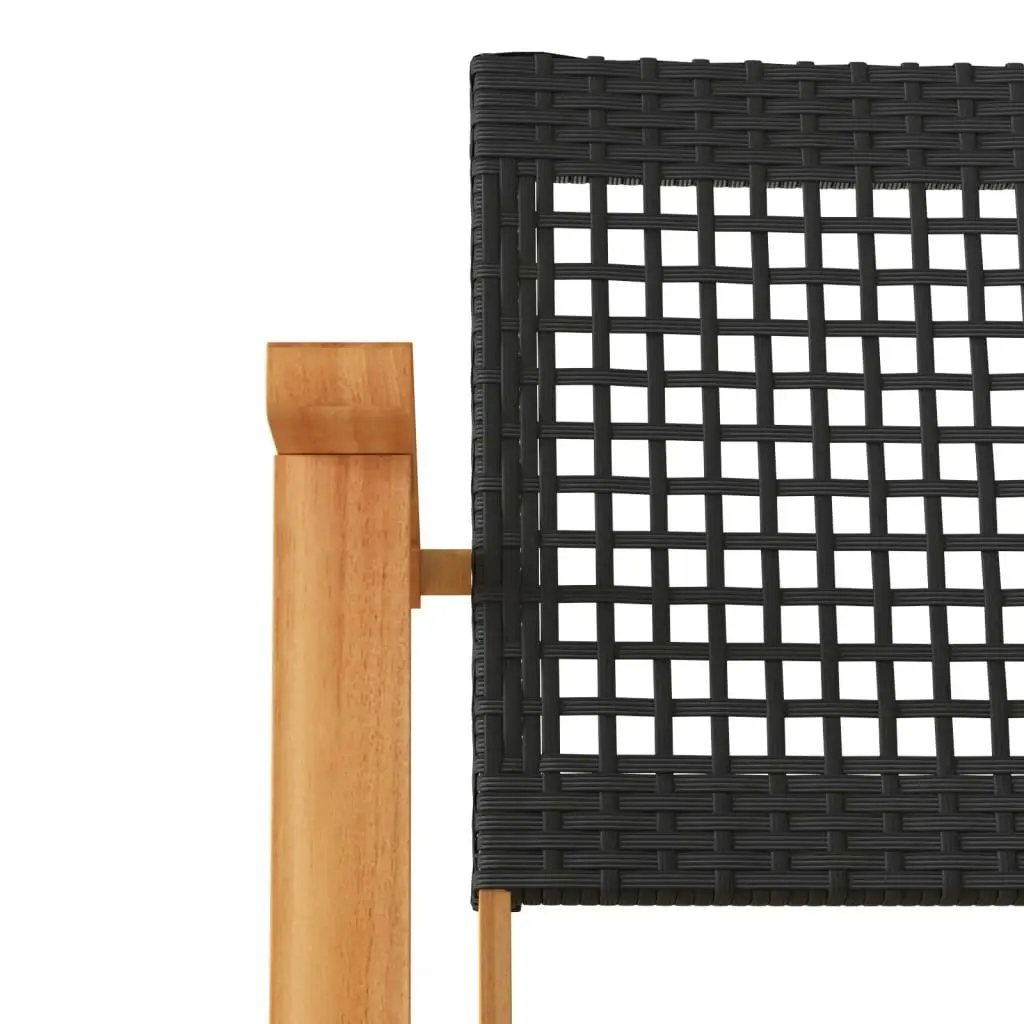 Garden Chairs 2 pcs Black Poly Rattan and Acacia Wood 365868