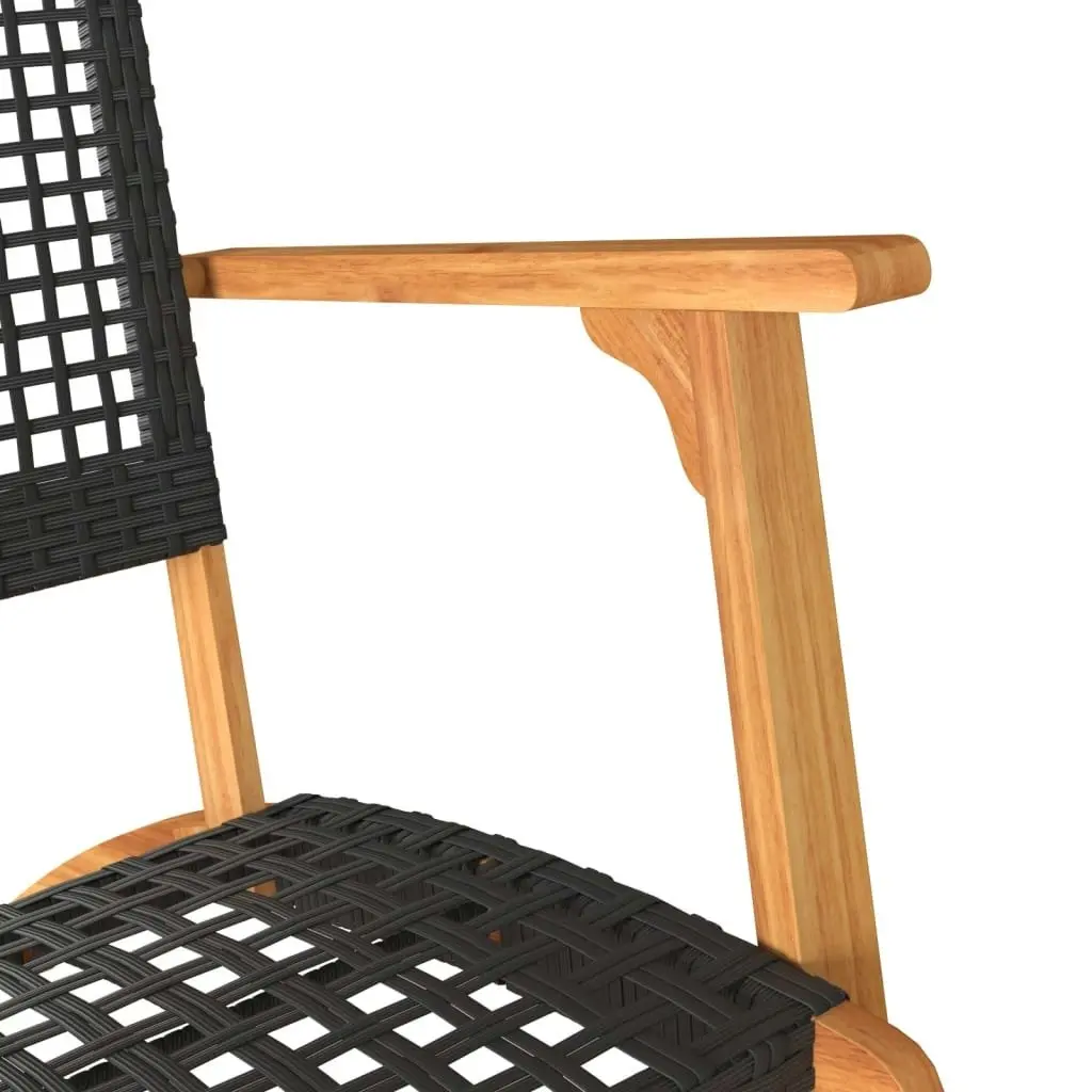 Garden Chairs 2 pcs Black Poly Rattan and Acacia Wood 365868