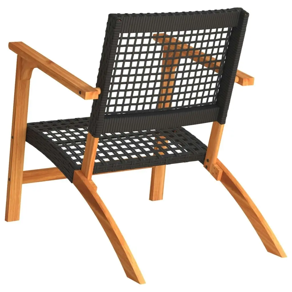 Garden Chairs 2 pcs Black Poly Rattan and Acacia Wood 365868