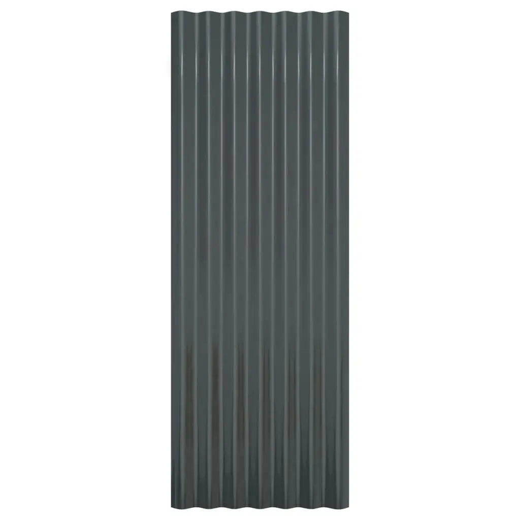 Roof Panels 12 pcs Powder-coated Steel Anthracite 100x36 cm 319145