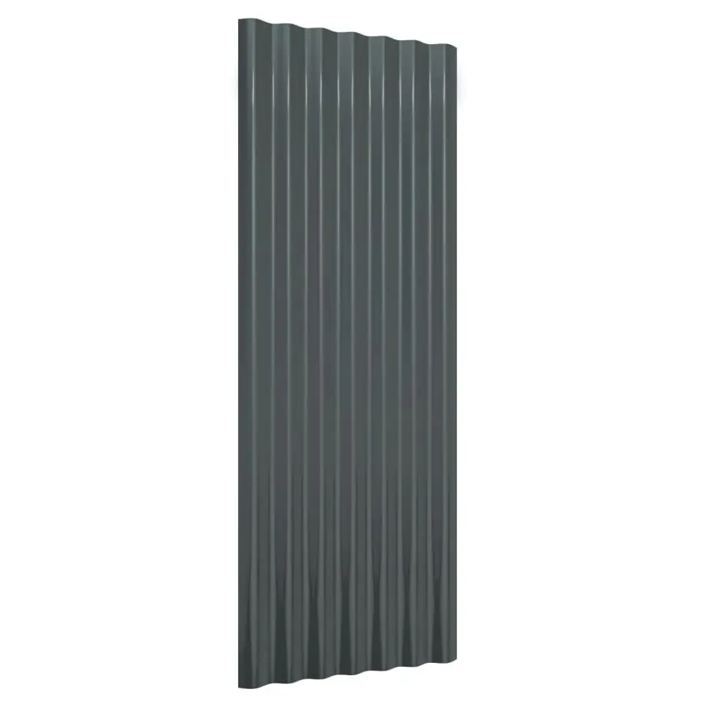 Roof Panels 12 pcs Powder-coated Steel Anthracite 100x36 cm 319145