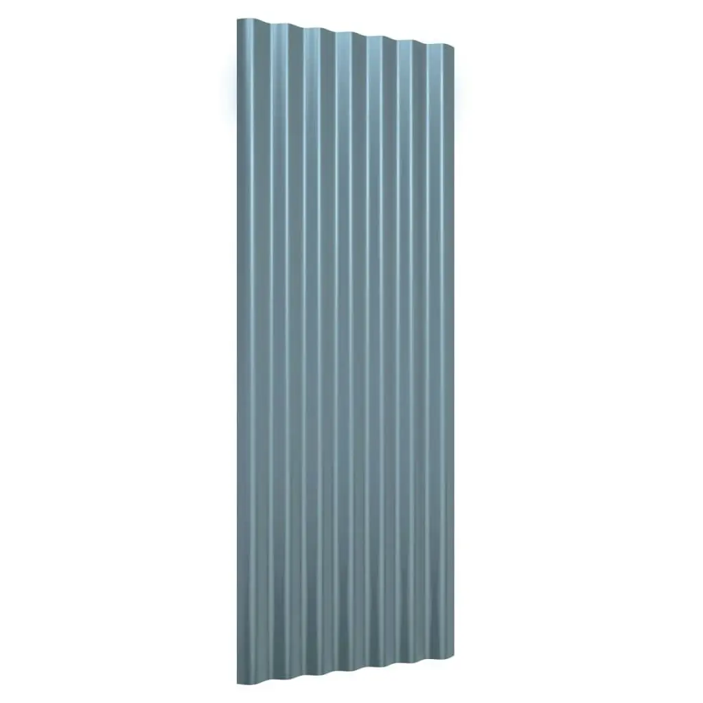 Roof Panels 12 pcs Powder-coated Steel Grey 100x36 cm 319143