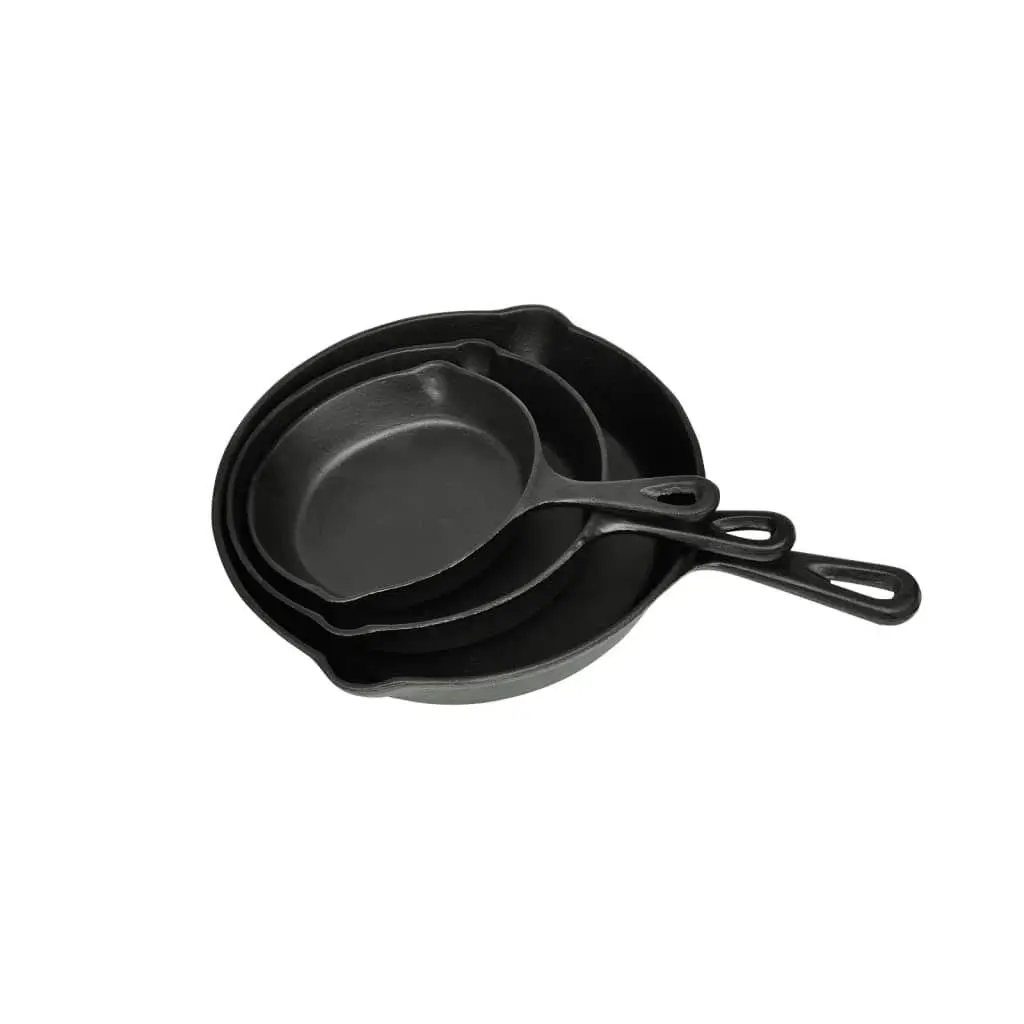 Set of 3 BBQ Steak Pans Cast Iron 50122