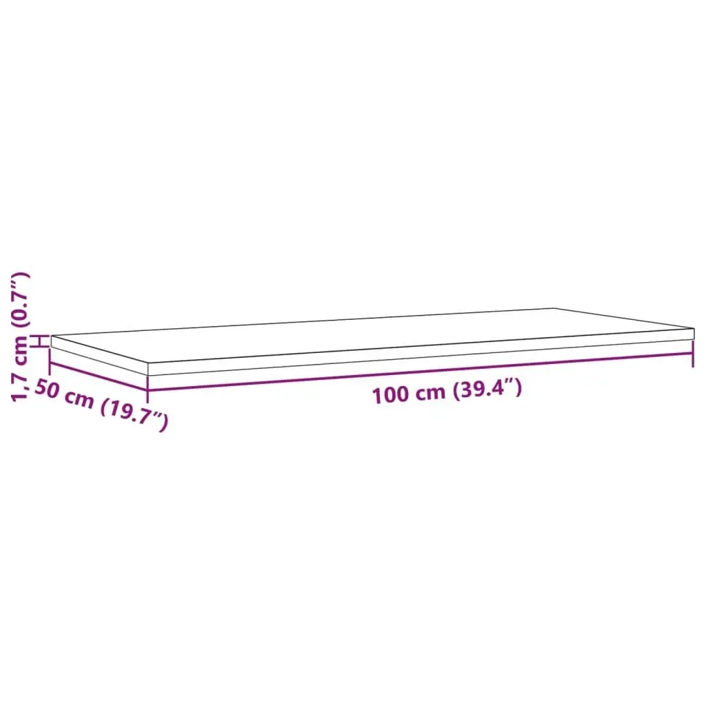 Table Top 100x50x1.7 cm Rectangular Solid Wood Pine 847417