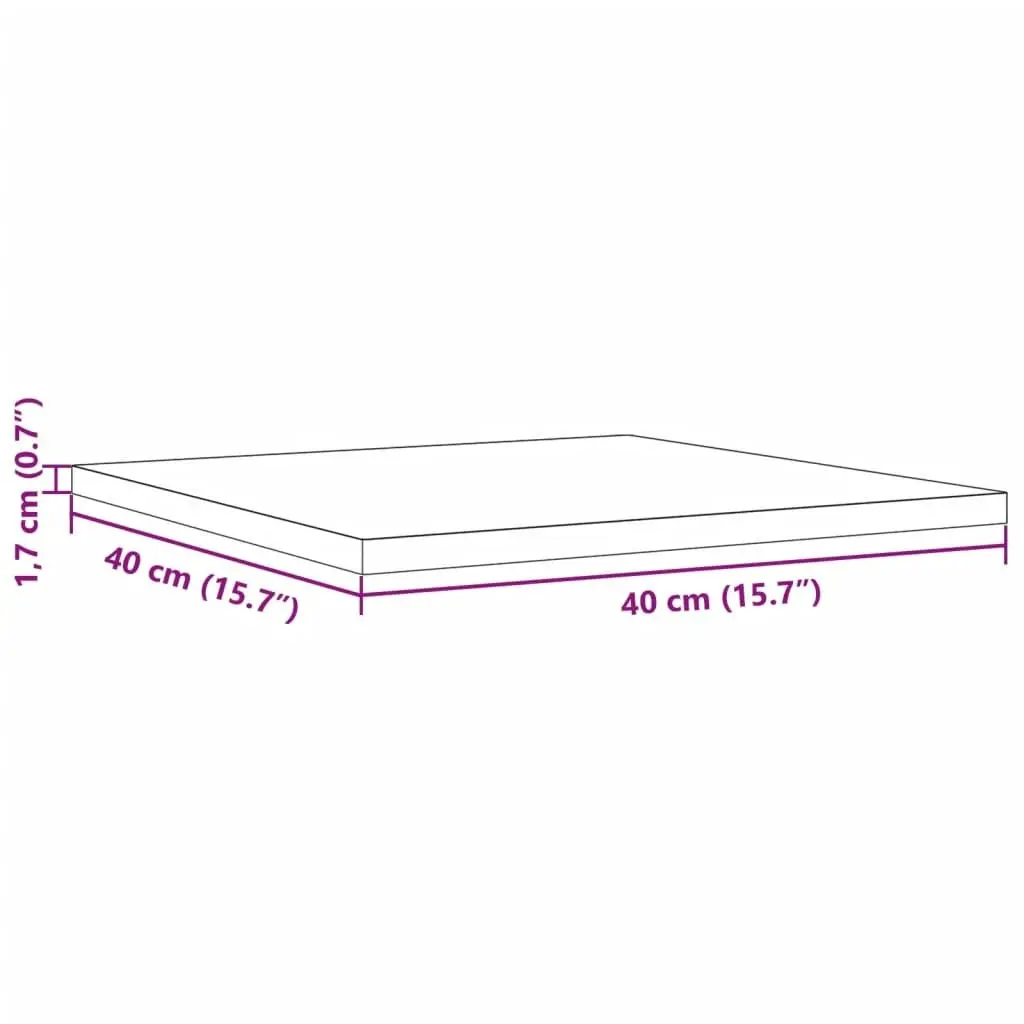 Table Top 40x40x1.7 cm Square Solid Wood Pine 847409