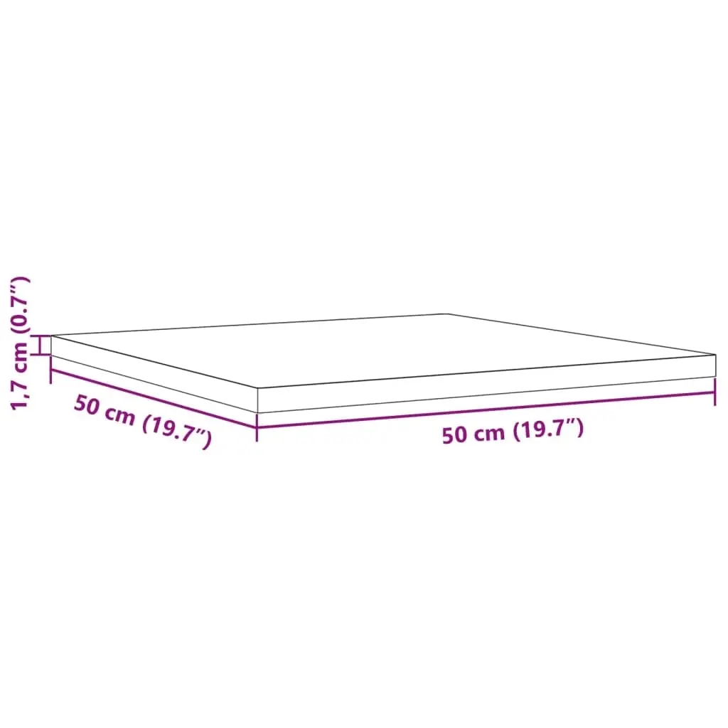 Table Top 50x50x1.7 cm Square Solid Wood Pine 847410