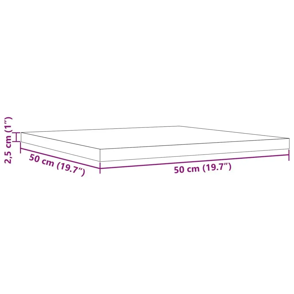 Table Top 50x50x2.5 cm Square Solid Wood Pine 847424