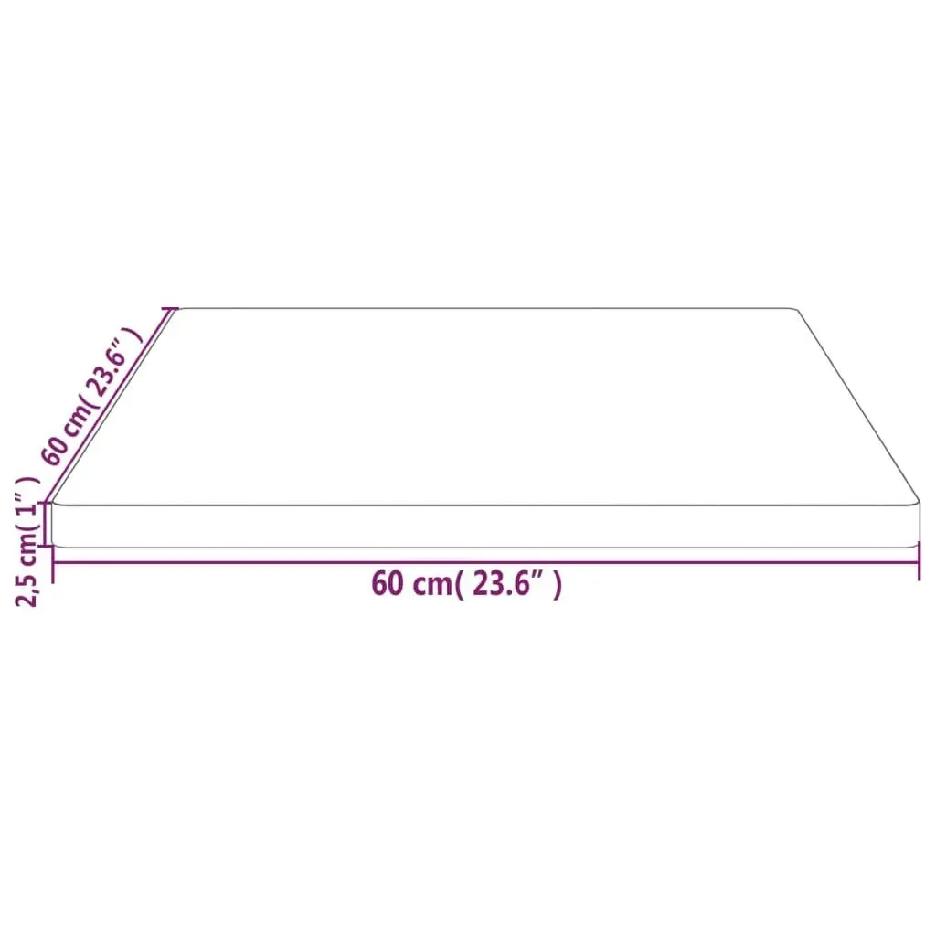 Table Top 60x60x2.5 cm Solid Wood Pine Square 824380