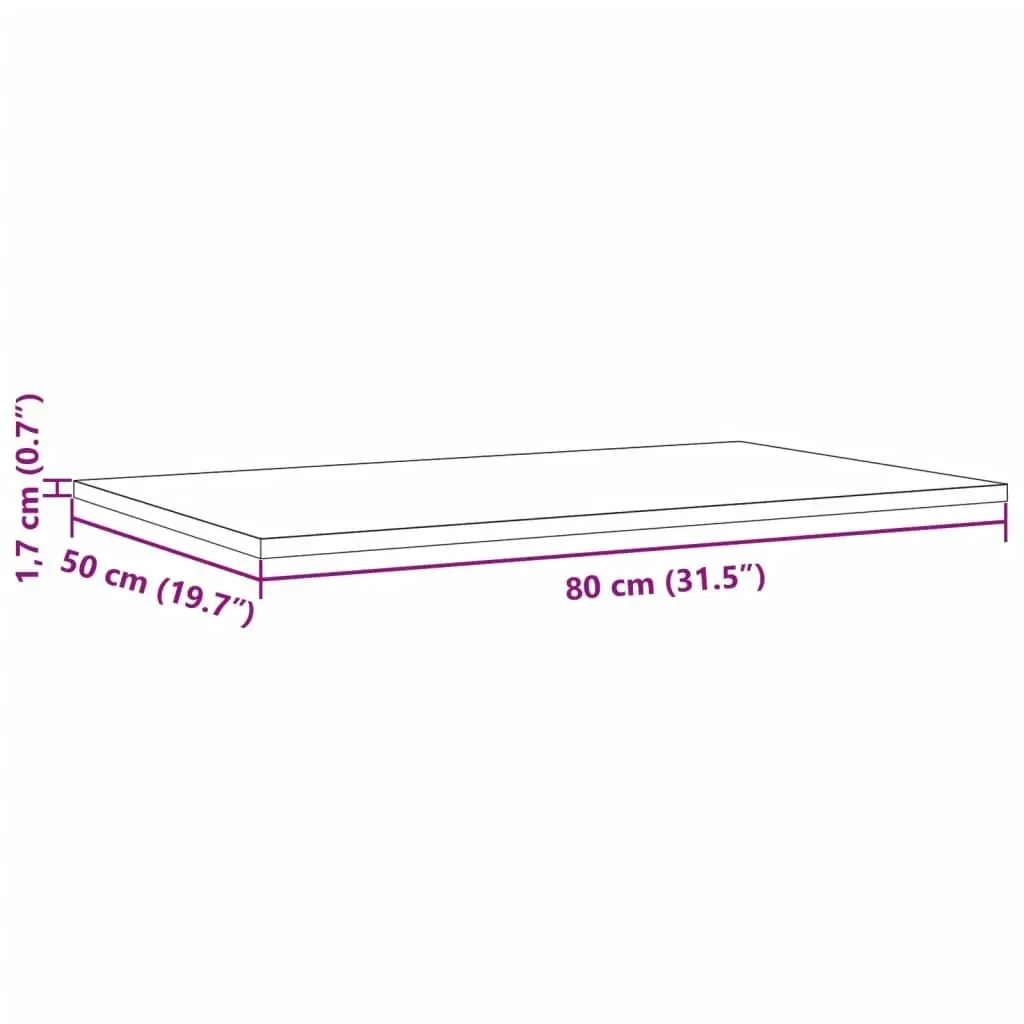 Table Top 80x50x1.7 cm Rectangular Solid Wood Pine 847413