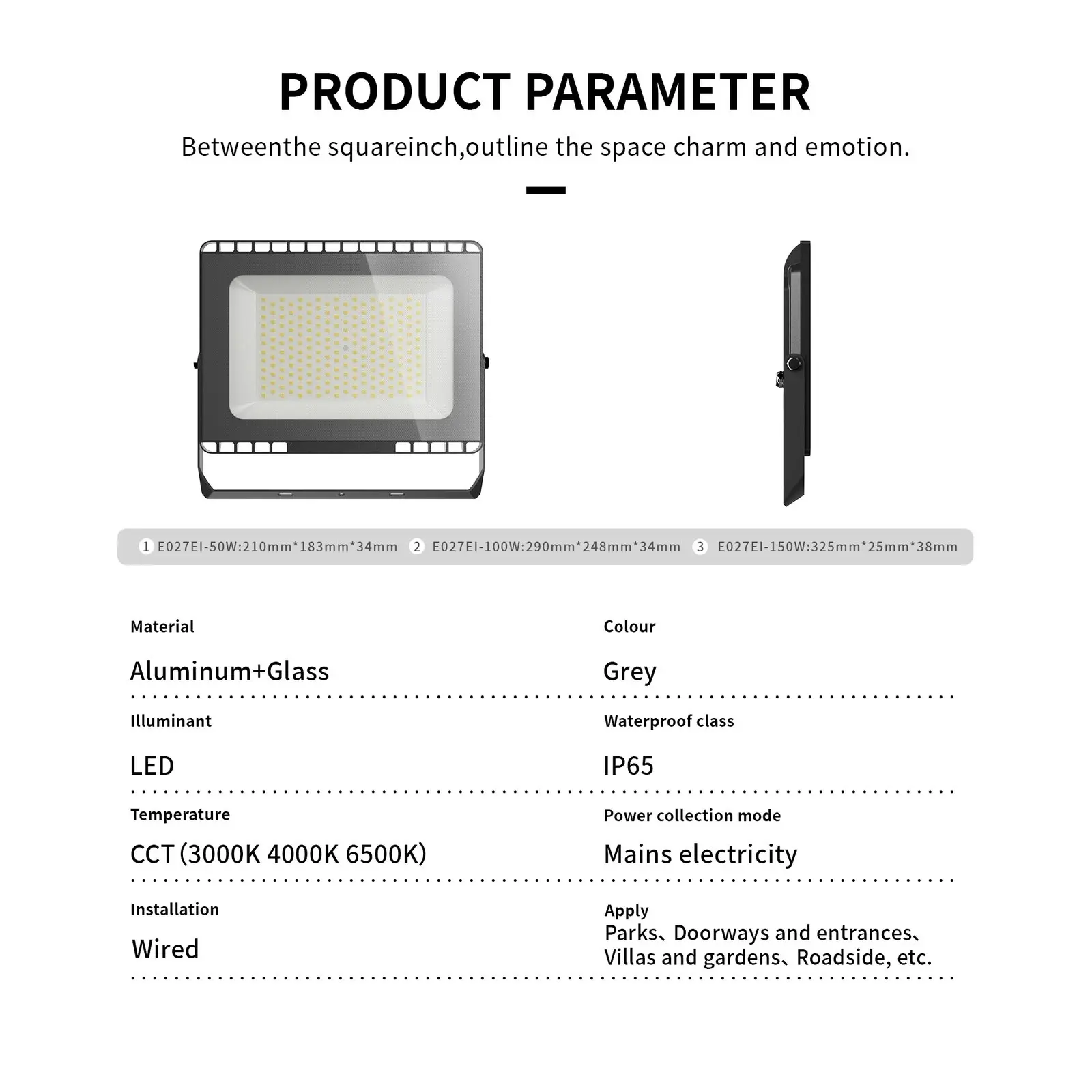 Outway E027EI color adjustable LED floodlight 120LM/W 50W