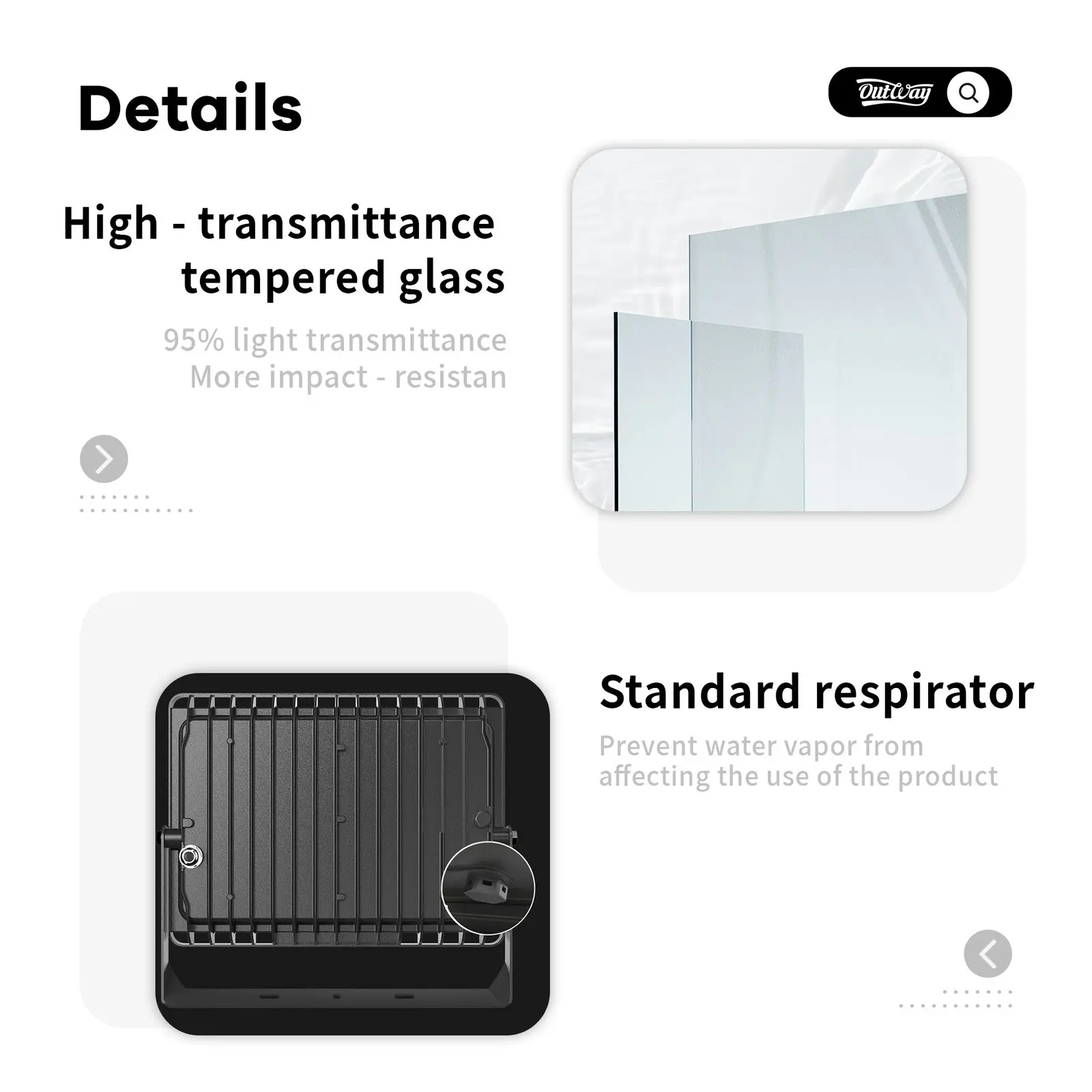 Outway E027EI color adjustable LED floodlight 120LM/W 50W