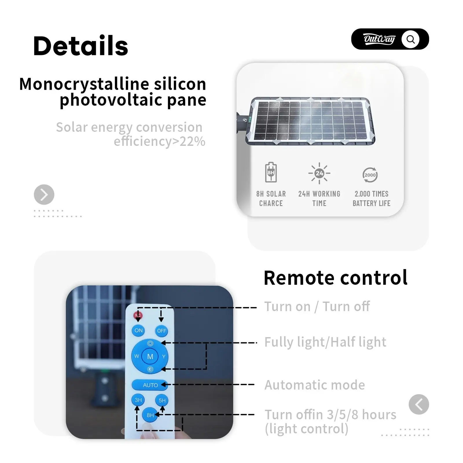 Outway T007ES Solar Street Light With Motion Sensor 60W