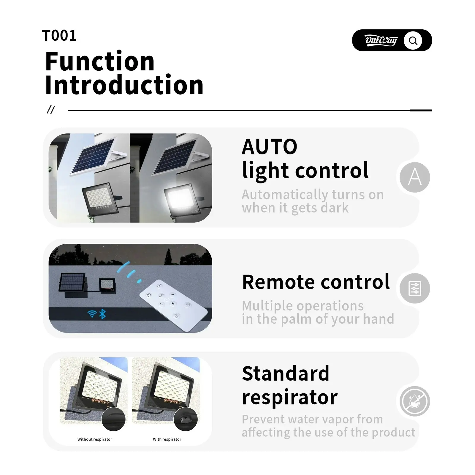 Outway T001ES solar motion sensor floodlight 50W