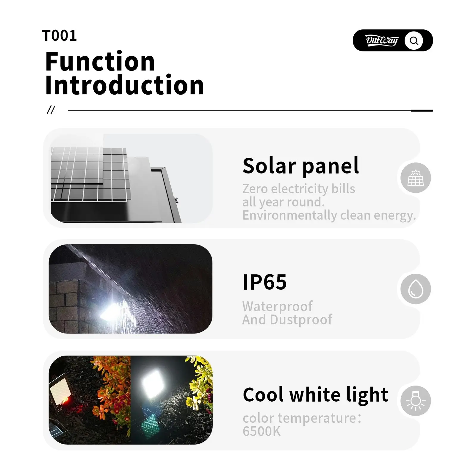 Outway T001ES solar motion sensor floodlight 50W