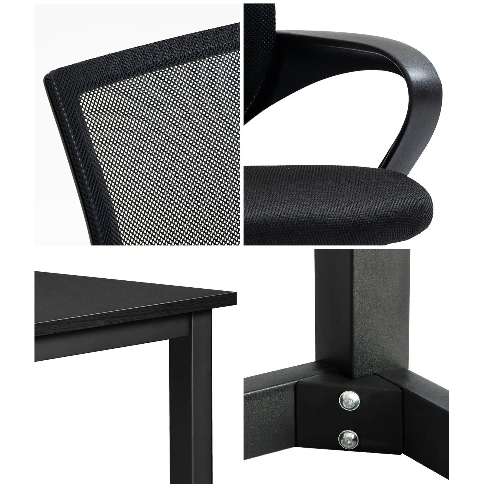 Oikiture Home Office Desk and Chair Set Black Computer Desk Mesh Office Chair