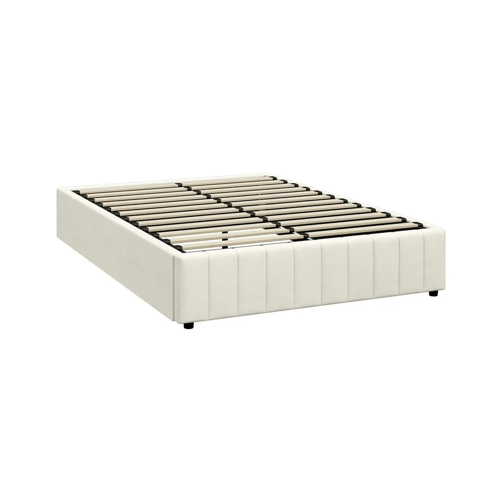 Oikiture Bed Frame Double Size Gas Lift Storage Base Velvet FURB