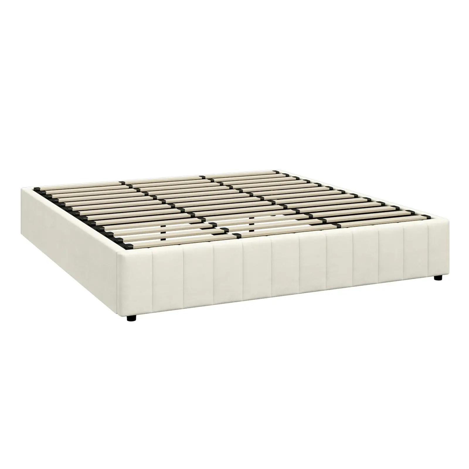 Oikiture Bed Frame King Size Gas Lift Storage Base Velvet FURB