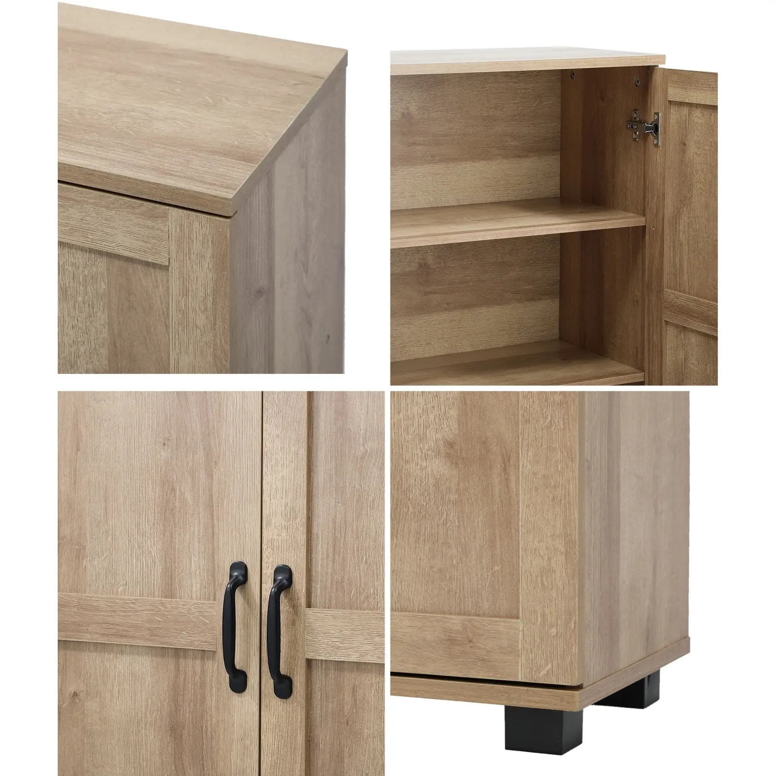 Oikiture Bathroom Storage Cabinet Buffet Sideboard 2 Door Cupboard Natural