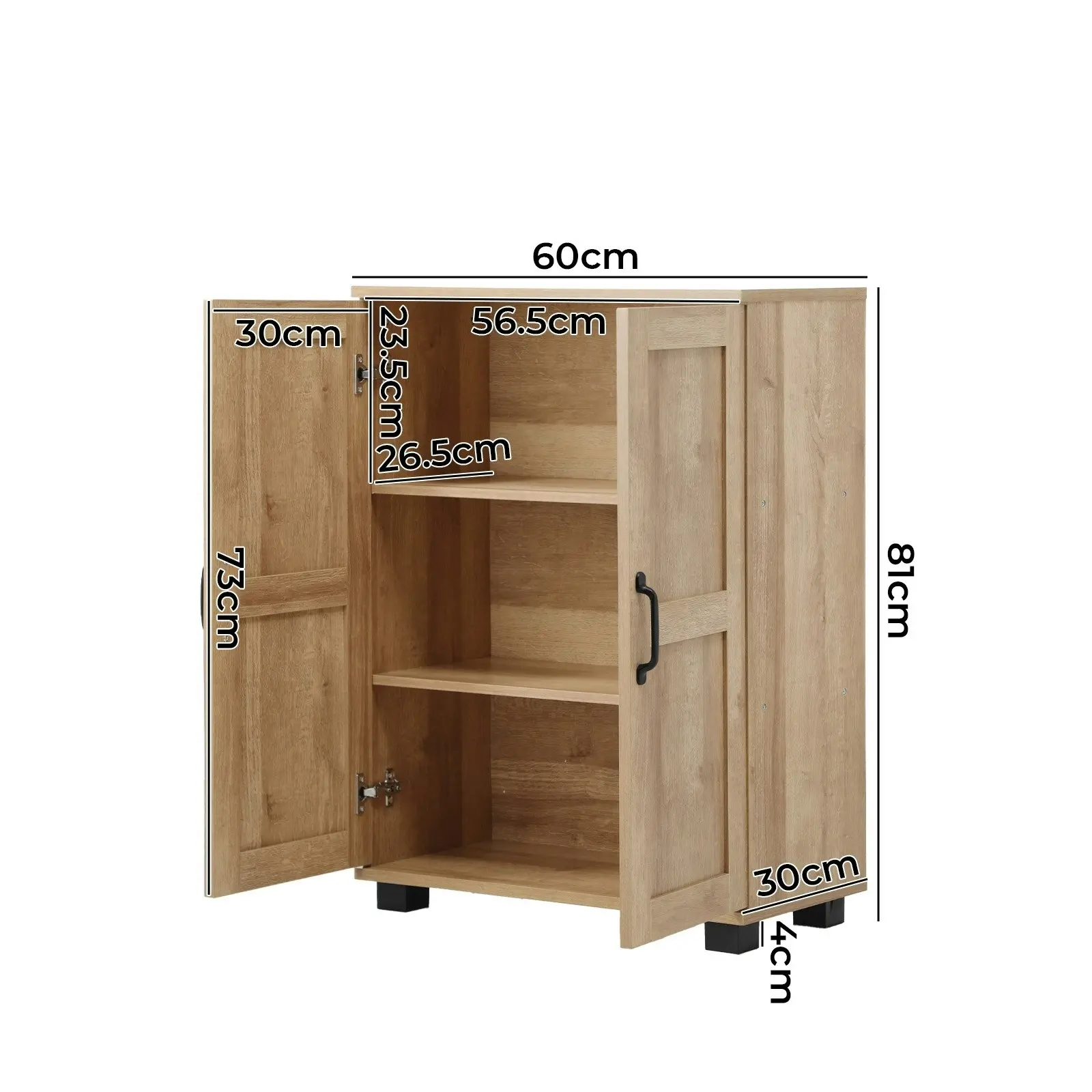 Oikiture Bathroom Storage Cabinet Buffet Sideboard 2 Door Cupboard Natural