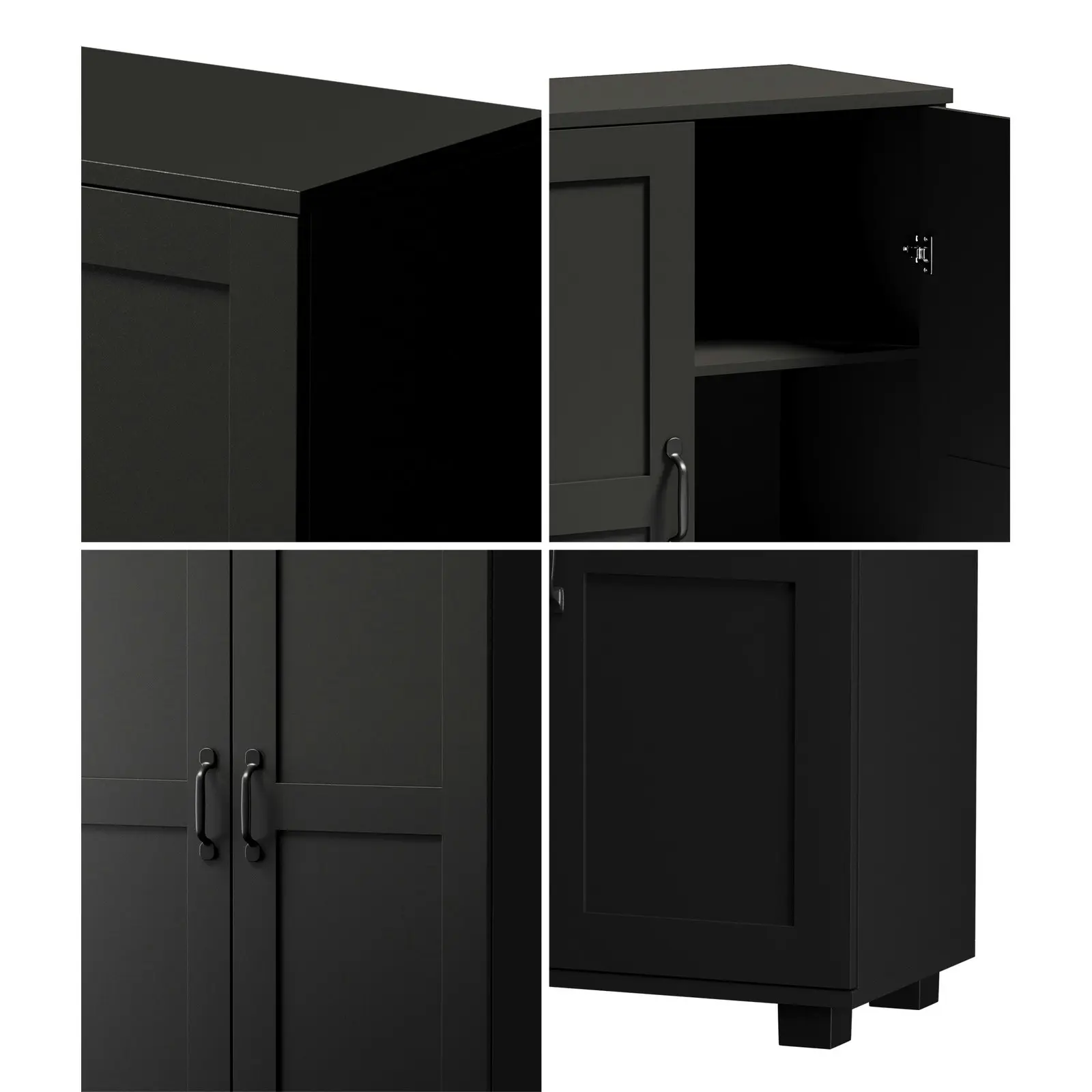 Oikiture Bathroom Storage Cabinet Buffet Sideboard 2 Door Cupboard Black