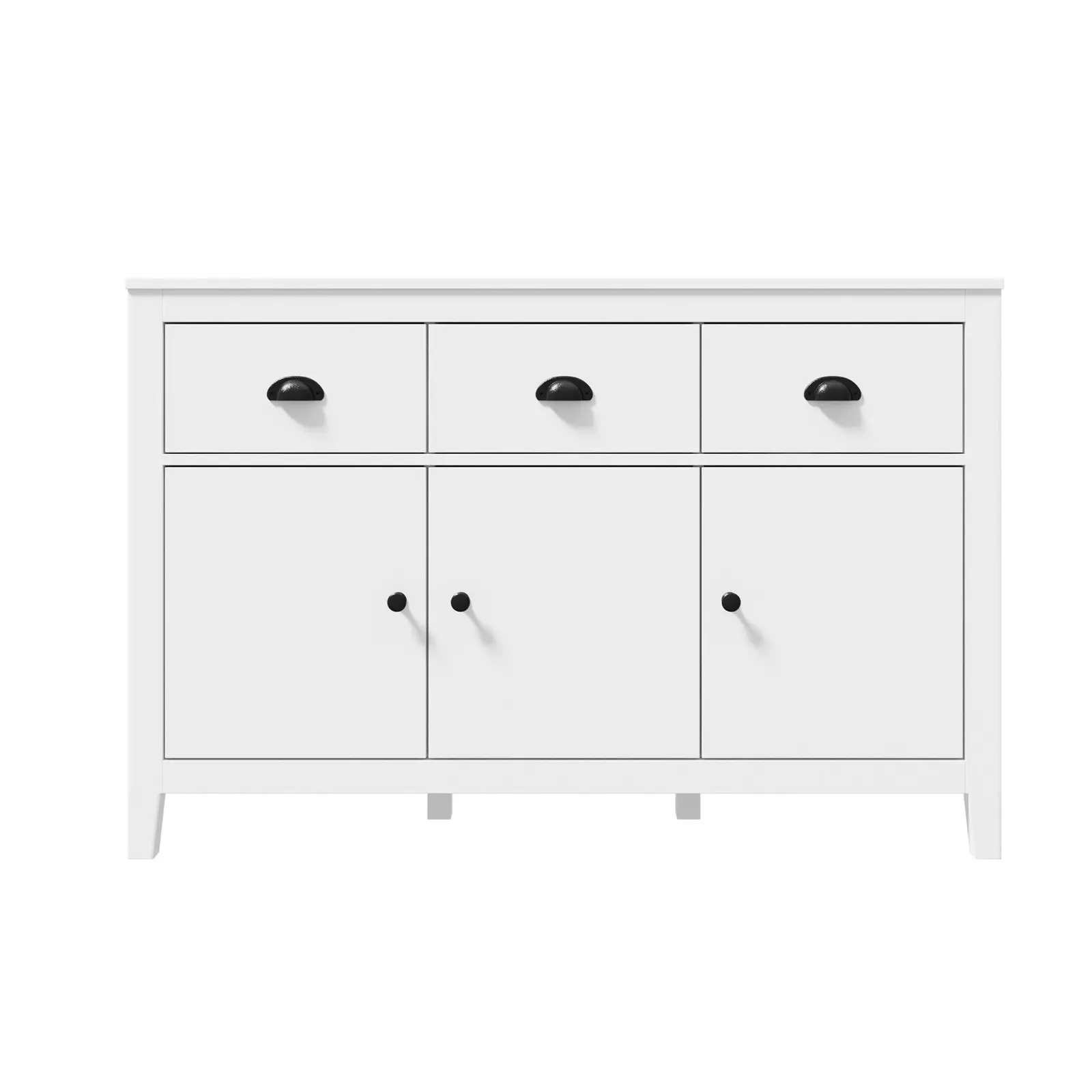 Oikiture Sideboard Buffet Storage Cabinet 3 Doors Cupboard Pantry Kitchen White