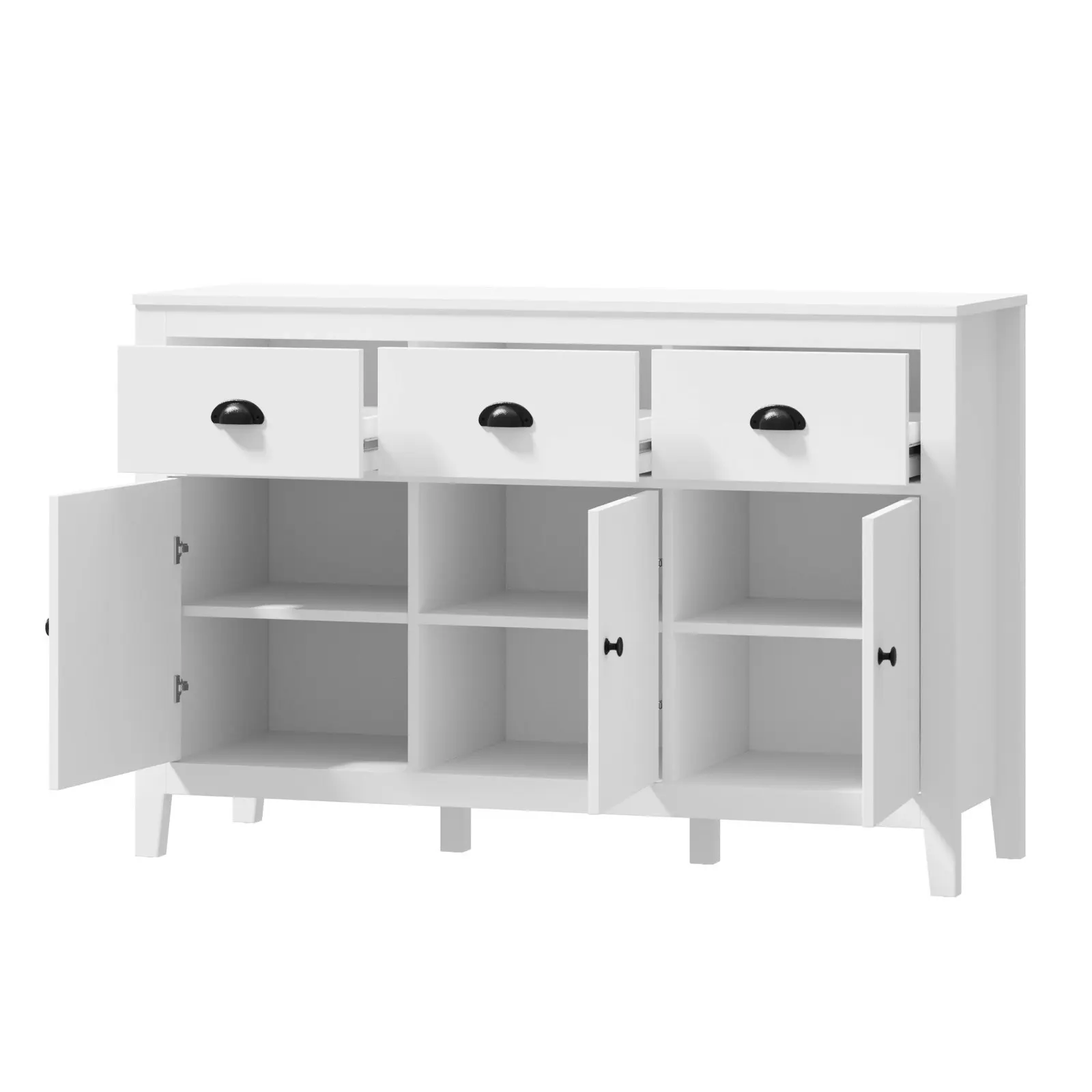 Oikiture Sideboard Buffet Storage Cabinet 3 Doors Cupboard Pantry Kitchen White