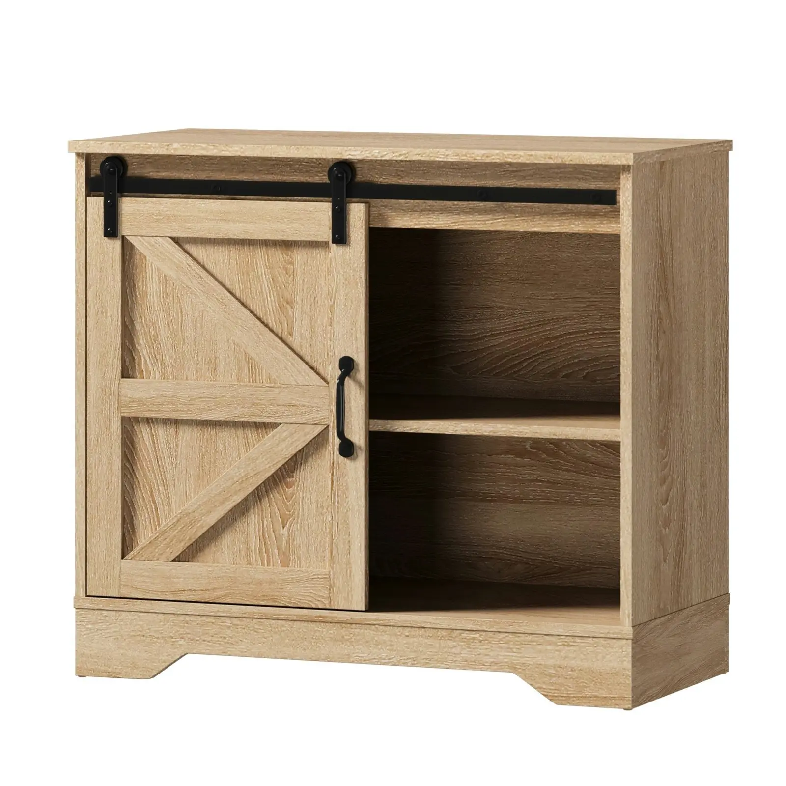 Oikiture Buffet Sideboard Cabinet Pantry Storage Cupboard Sliding Door Natural