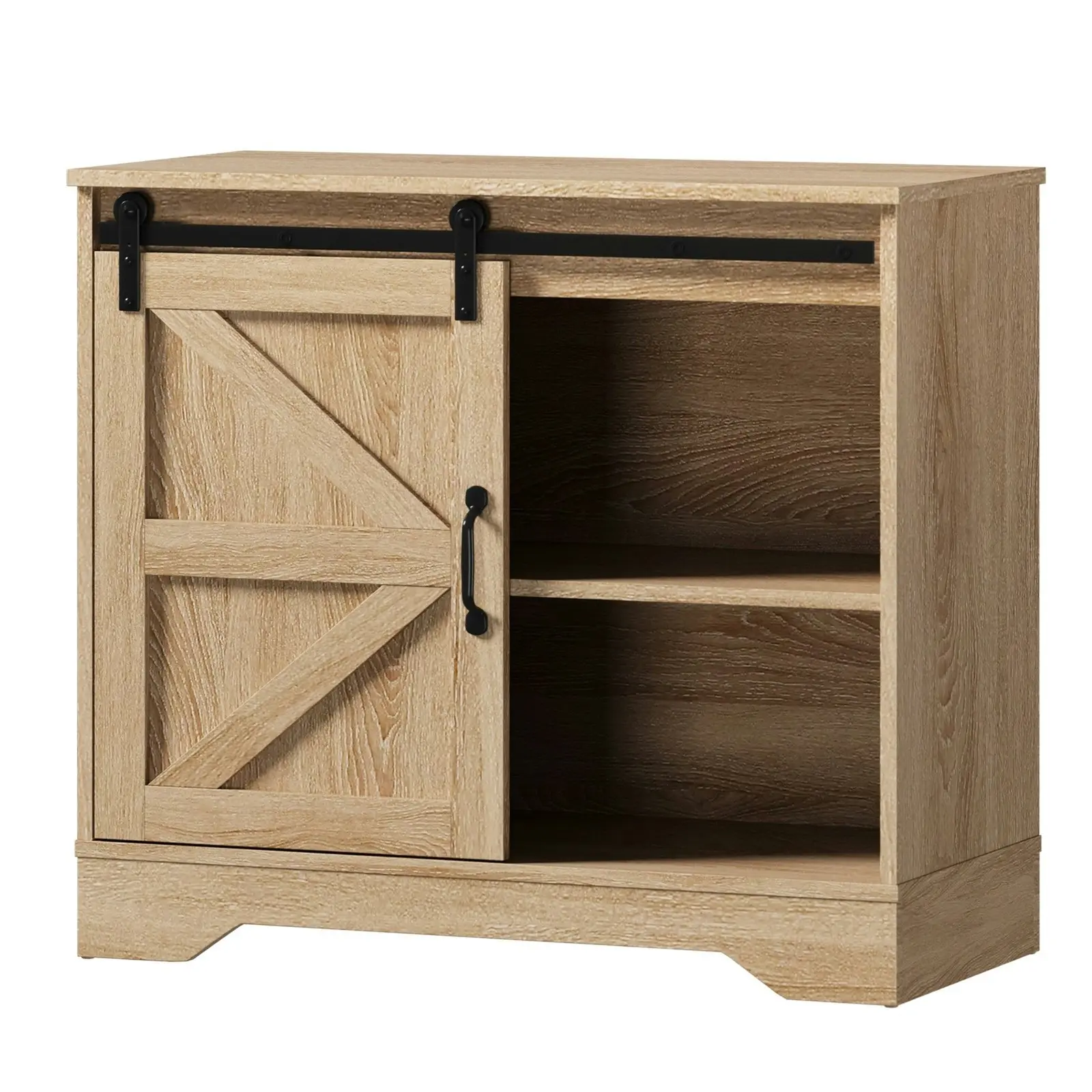 Oikiture Buffet Sideboard Cabinet Pantry Storage Cupboard Sliding Door Natural