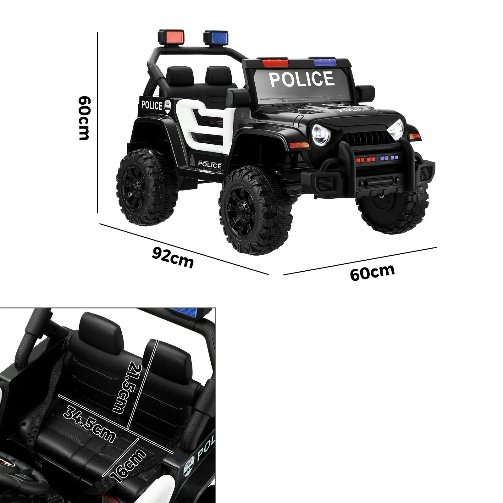 Mazam Kids Ride On Car Police 12V Electric Toy Remote Control