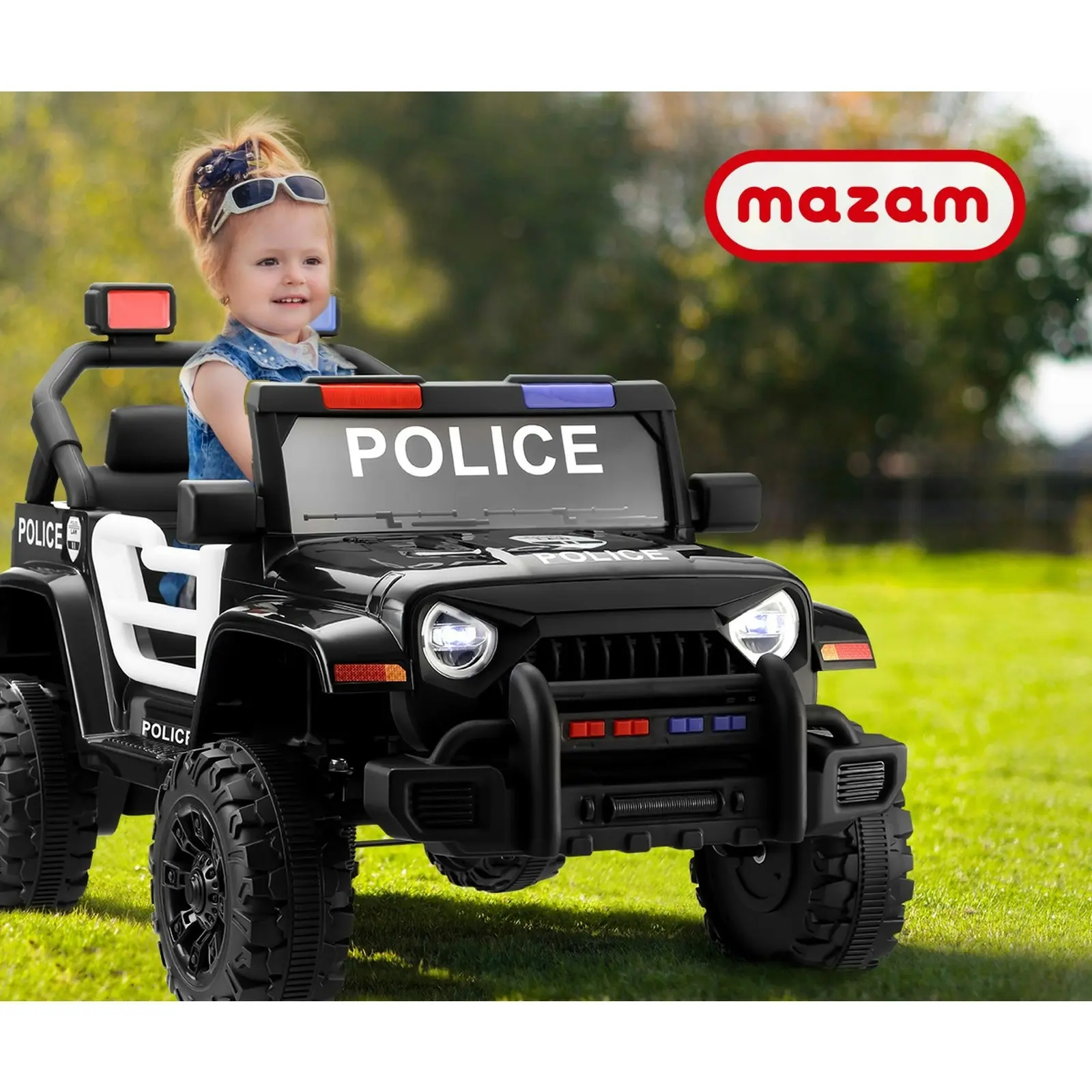 Mazam Kids Ride On Car Police 12V Electric Toy Remote Control