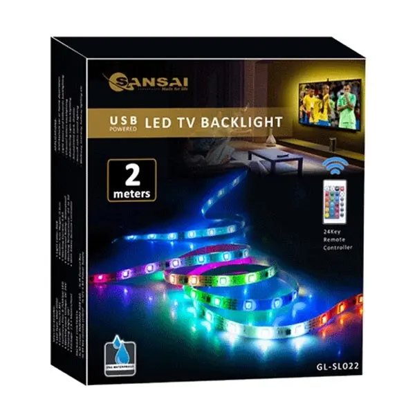 2PK Sansai USB Powered RGB LED Light TV Backlight Strip Lights w/ Remote Control