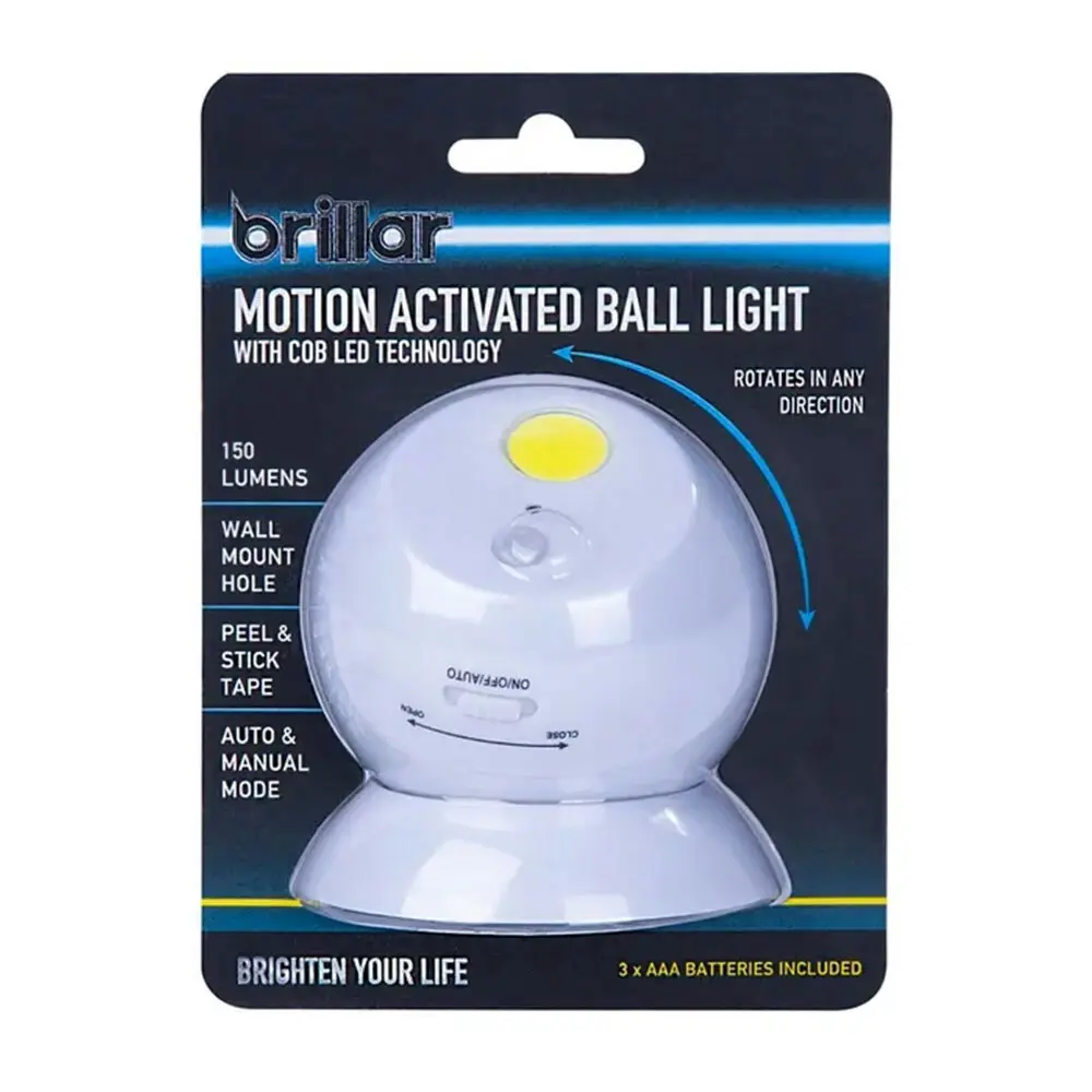 2x Brillar Motion Activated Battery Wall Mount Ball Light w/ Cob LED Technology